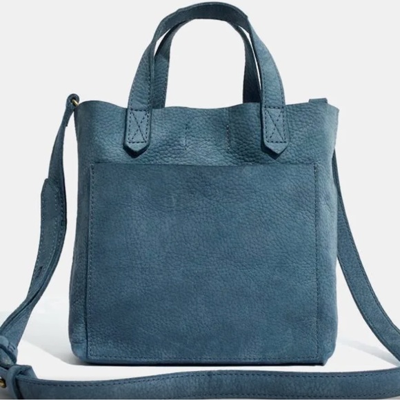 Madewell Handbags - Madewell Mini Small Transport Tote Crossbody Leather Blue